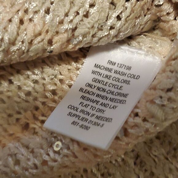 Liz claiborne cream long sleeve sequins sweater womens Large - Picture 6 of 9